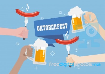 Oktoberfest With A Glass Of Beer And Sausage Stock Image