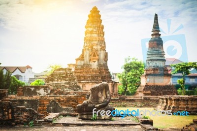 Old Ancient Pagoda In Lopburi Thailand, With Old Exterior Brick Stock Photo