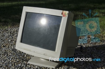 Old And Heavy Ctr Monitor Stock Photo