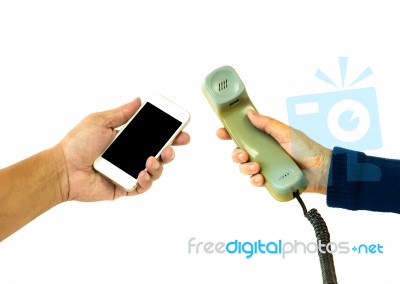 Old And New Telephone Stock Photo