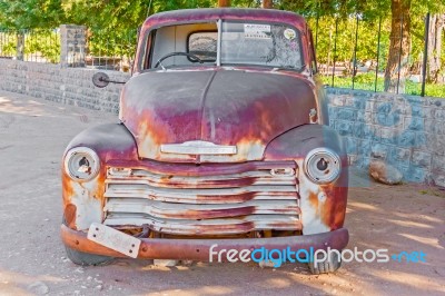 Old And Rusty Chevrolet In Namibia Stock Photo