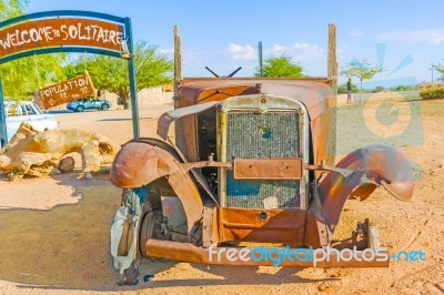 Old And Rusty Vintage Car In Namibia Stock Photo