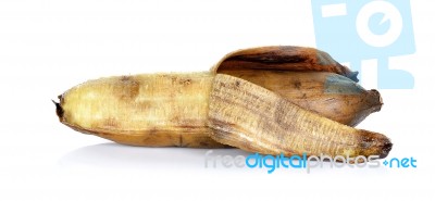 Old Banana Isolated On The White Background Stock Photo