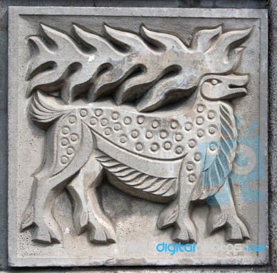 Old Bas-relief Of Fairytale Elk Stock Photo