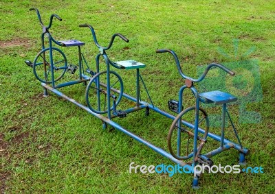 Old Bicycle Playground Stock Photo