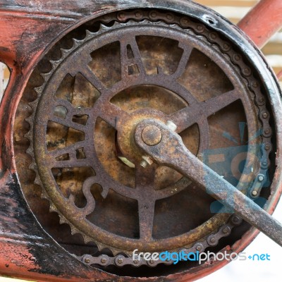 Old Bicycle Wheel Stock Photo