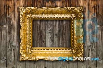 Old Big Retro Gold Picture Frame Stock Photo