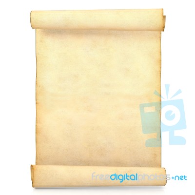 Old Blank Antique Scroll Paper Isolated On White Background, 3d Rendering Stock Image