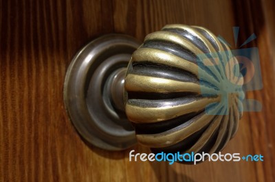 Old Brass Door Knob In Pienza Stock Photo