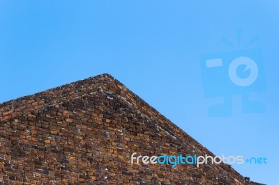 Old Brick Construction With Fireplace Stock Photo