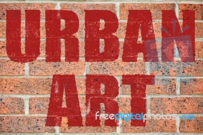 Old Brick Wall Texture With Urban Art Inscription Stock Photo