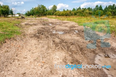 Old Broken Dirt Road Stock Photo