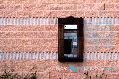 Old Broken Window With No Glass Stock Photo