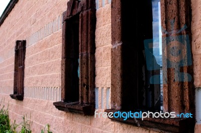 Old Building With Broken Windows Stock Photo