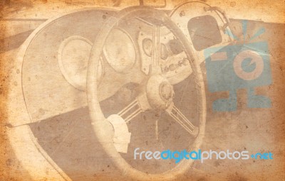 Old Car Added Old Paper Texture Stock Photo