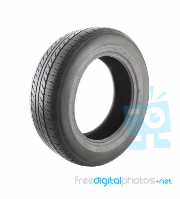 Old Car Tire Front Side On White Background Stock Photo