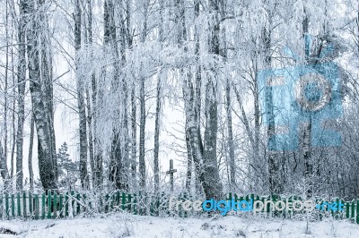 Old Cemetery At Abandoned  Village Stock Photo