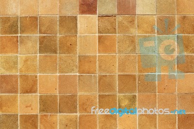 Old Ceramic Brick Tile Wall Stock Photo