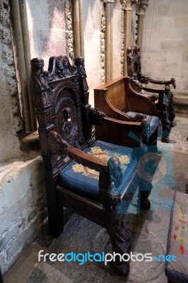 Old Chairs In Salisbury Cathedral Stock Photo