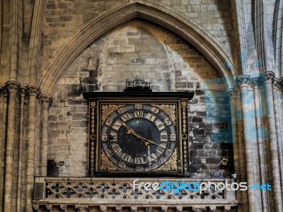 Old Clock In The Cathedral Of St Andrew In Bordeaux Stock Photo