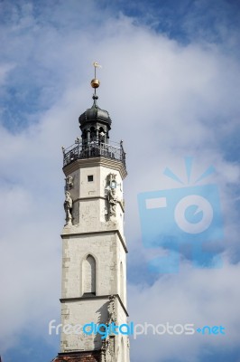 Old Clock Tower In Rothenburg Stock Photo