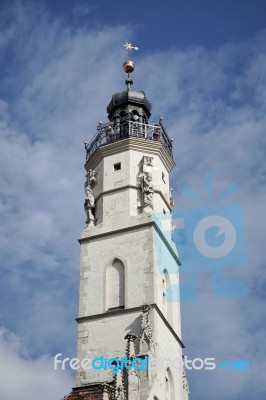 Old Clock Tower In Rothenburg Stock Photo