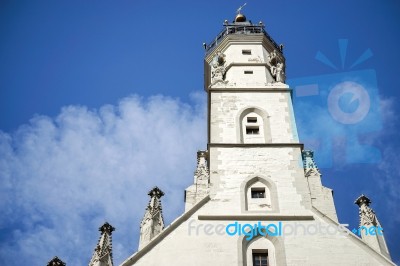 Old Clock Tower In Rothenburg Stock Photo