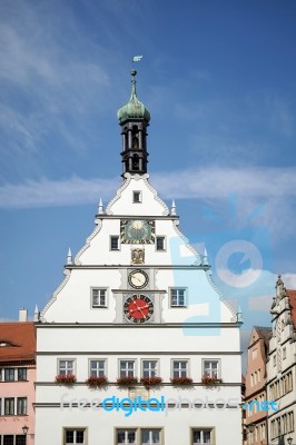 Old Clock Tower In Rothenburg Stock Photo