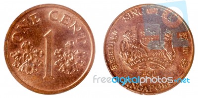 Old Coin Of Singapore Stock Photo