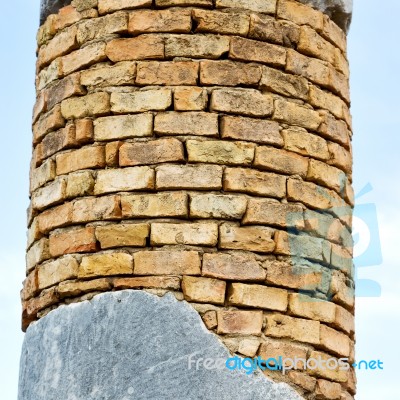 Old Column In The Africa Sky History And Nature Stock Photo