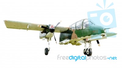 Old Combat Aircraft On White Background Stock Photo