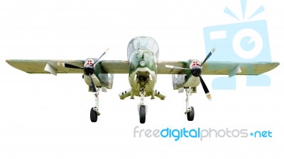 Old Combat Aircraft On White Background Stock Photo