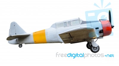 Old Combat Aircraft On White Background Stock Photo