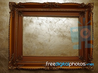 Old Dark Picture Frame Stock Photo