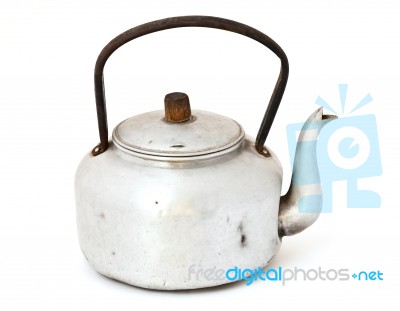 Old Dirty Classic Kettle Isolated On White Background Stock Photo