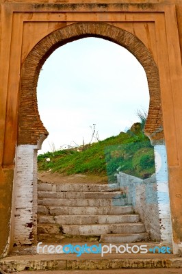 Old Door In Morocco Africa Ancien And Wall Ornate Green Stock Photo