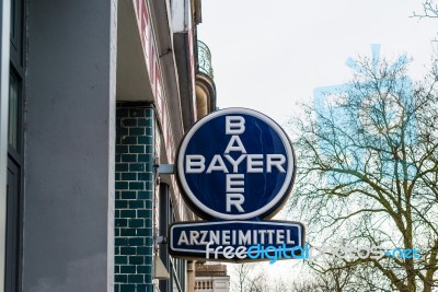 Old Emblem Of Bayer Pharmaceuticals Stock Photo