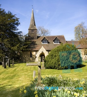 Old English Church On A Sunny Day Stock Photo