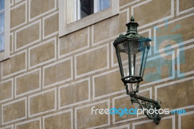 Old Fashioned Street Lamp On A Building In Prague Stock Photo