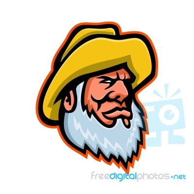 Old Fisherman Or Fisher Mascot Stock Image