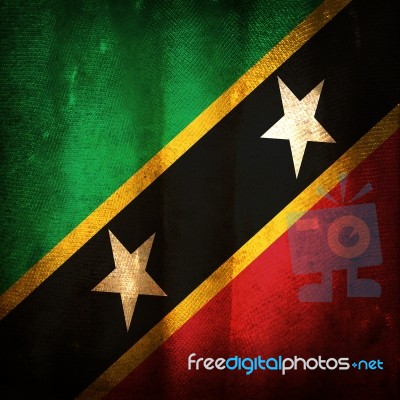 Old Flag Of Saint Kitts And Navis Stock Photo