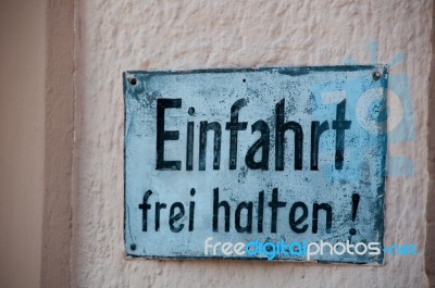 Old German No Parking Sign Stock Photo