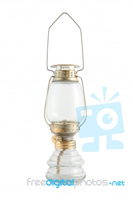 Old Glass Metal Frame Lantern On White Background Stock Photo