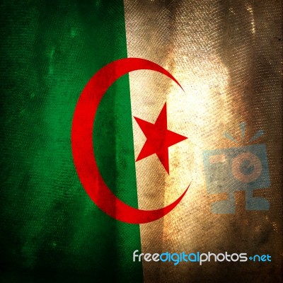 Old Grunge Flag Of Algeria Stock Photo