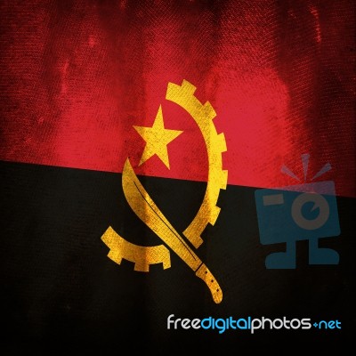 Old Grunge Flag Of Angola  Stock Photo