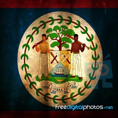 Old Grunge Flag Of Belize Stock Photo