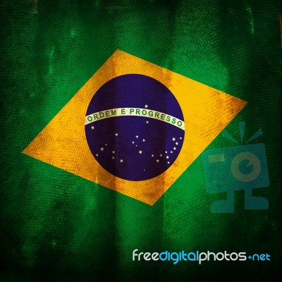 Old Grunge Flag Of Brazil Stock Photo