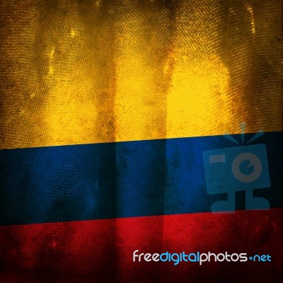 Old Grunge Flag Of Colombia Stock Photo