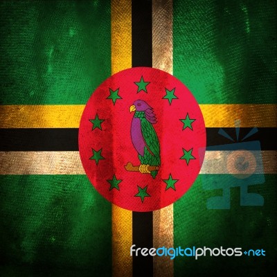 Old Grunge Flag Of Dominica Stock Photo