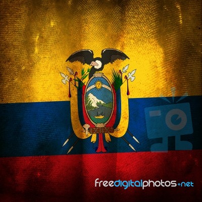 Old Grunge Flag Of Ecuador Stock Photo